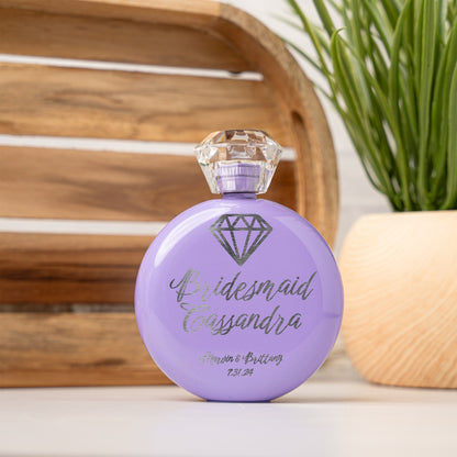 Bridal Party Round Glam Flask - Laser Etched