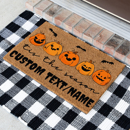 Bat Pumpkins Tis The Season Text/Name Doormat