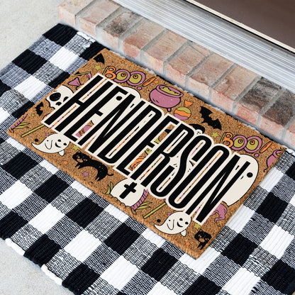 Halloween Boo Collage Name Doormat