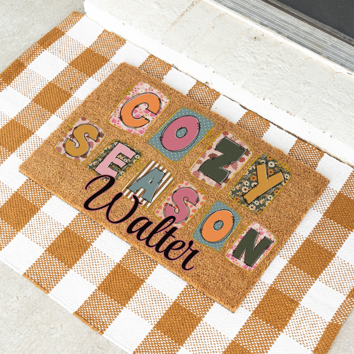 Cozy Season Scrap Name Doormat