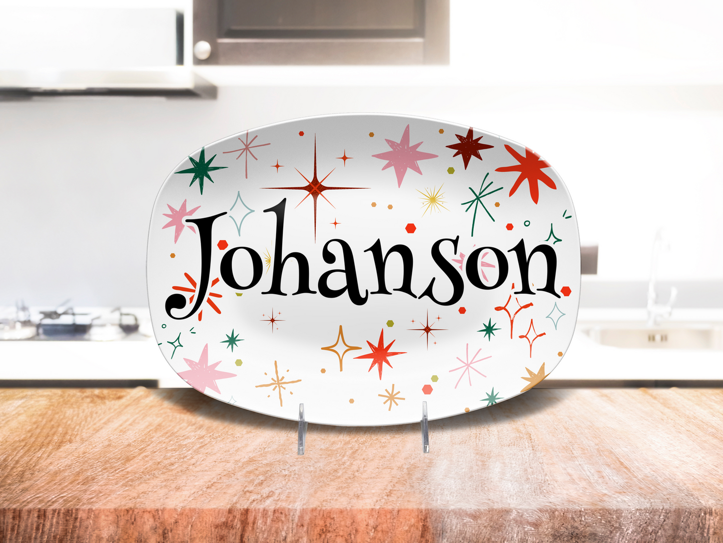 Colorful Star Sparkles Name Platter