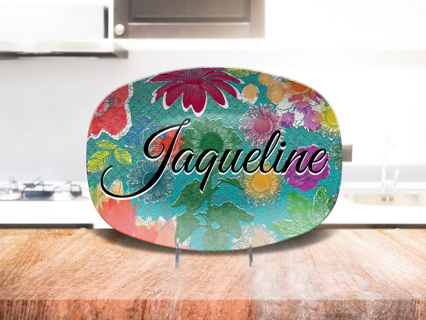 Bright Floral Name Platter