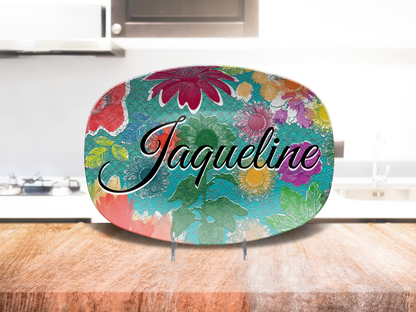Bright Floral Name Platter