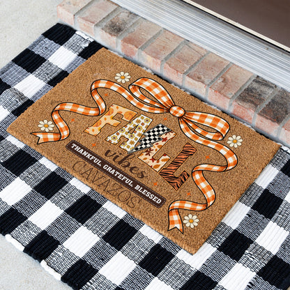Fall Vibes Bow Name UV Printed Doormat