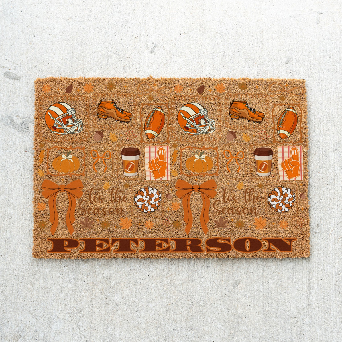 Fall Football Tis The Season Name UV Printed Doormat