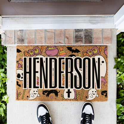 Halloween Boo Collage Name Doormat