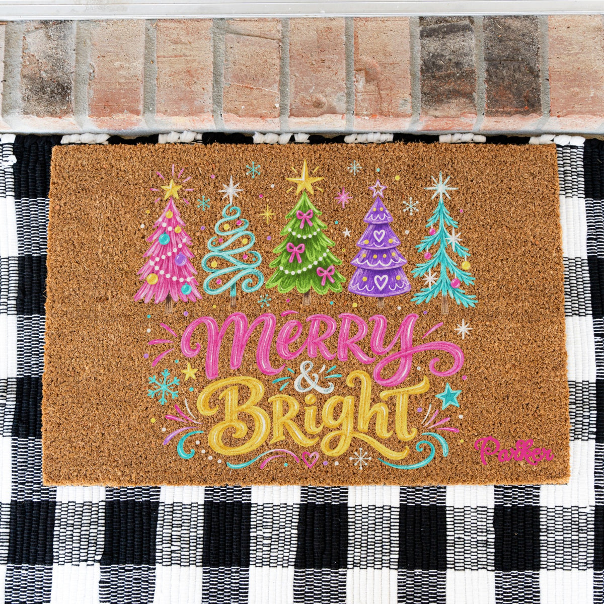 Merry & Bright Trees Name Doormats