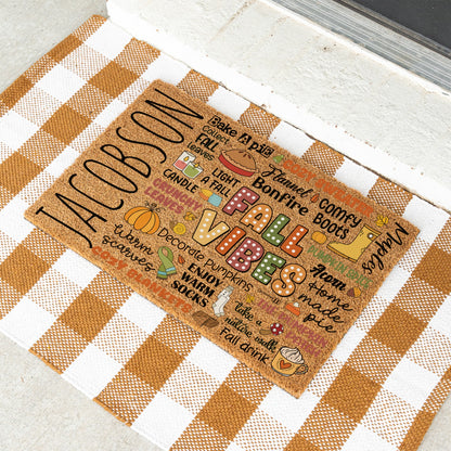 Fall Words Collage Name Doormat