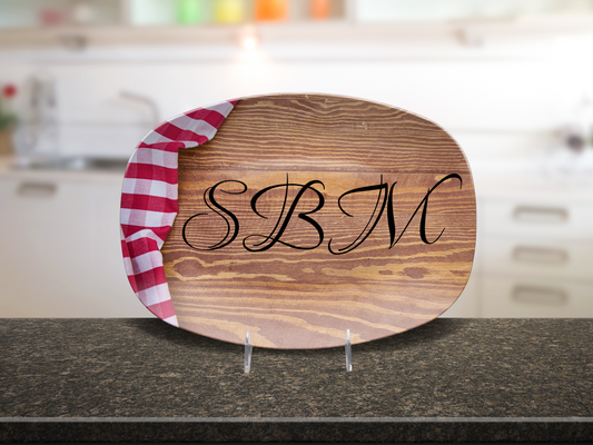 Cloth Woodlike Initial Platter