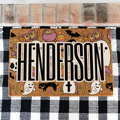 Halloween Boo Collage Name Doormat