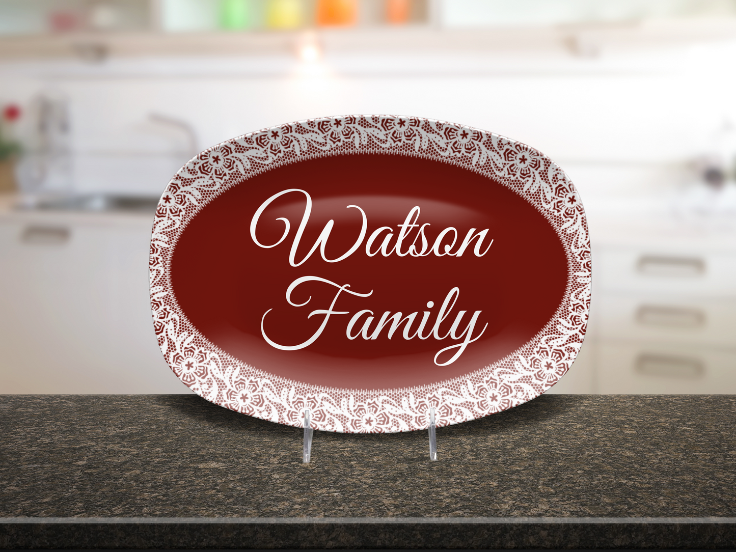 Maroon Lace Family Platter