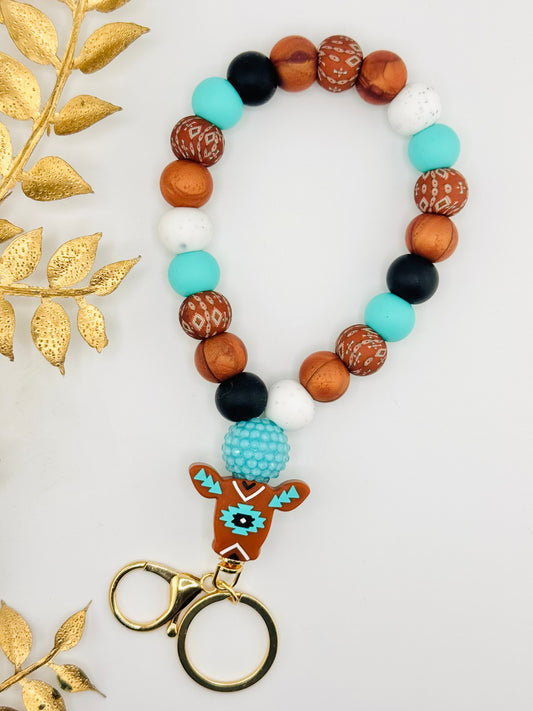 Teardrop Wristlet - Rust Aztec Cow (M&H)