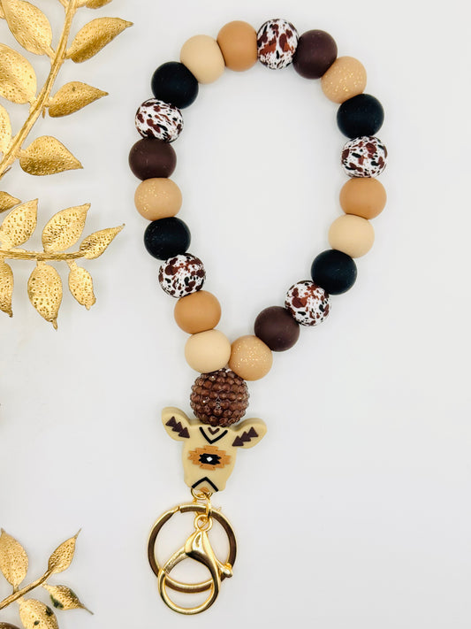 Teardrop Wristlet - Brown Aztec Cow (M&H)