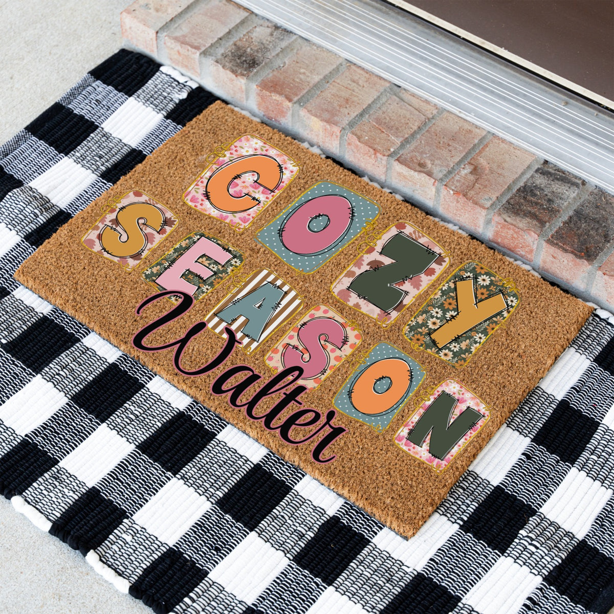 Cozy Season Scrap Name Doormat