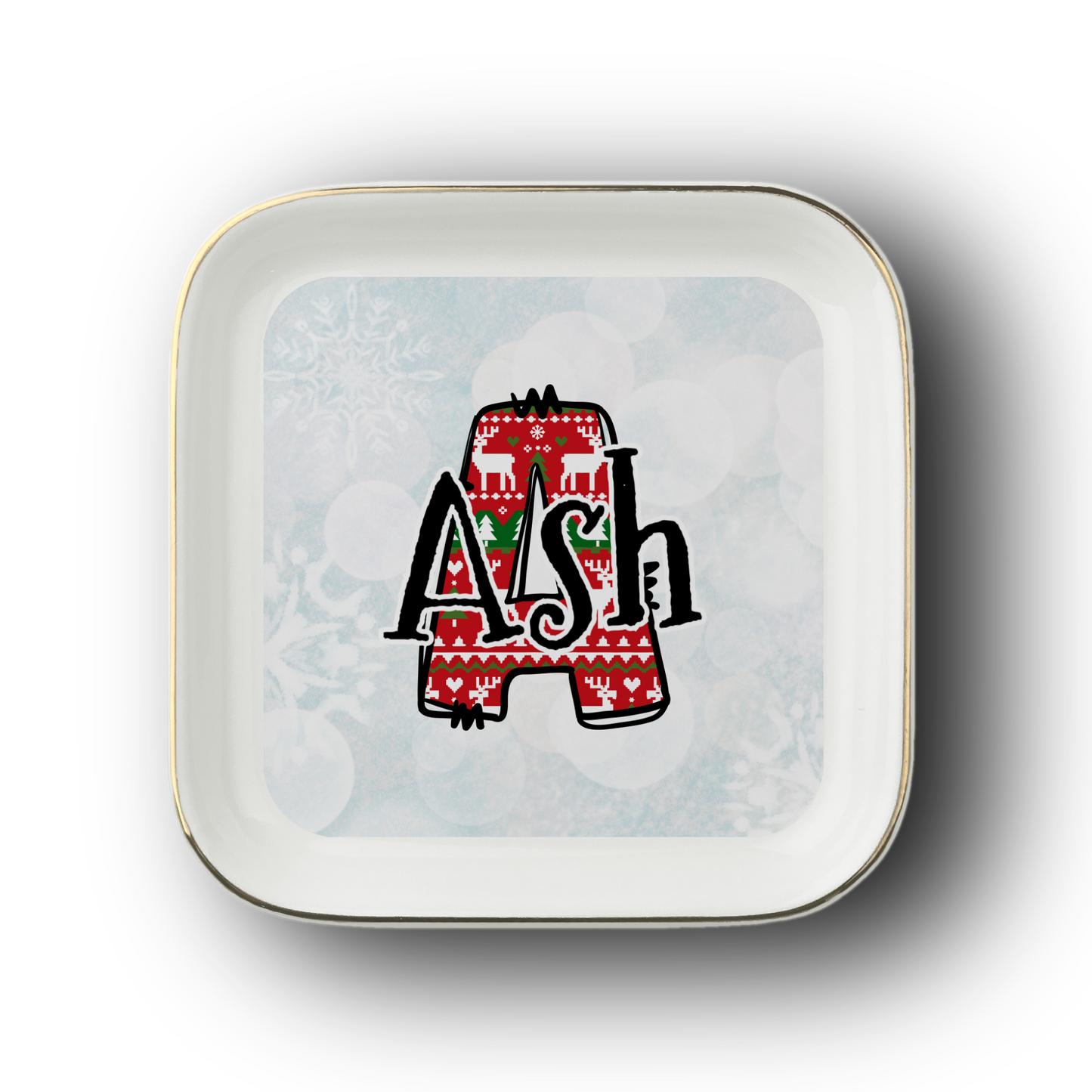 Christmas Letter Name Jewelry Dish