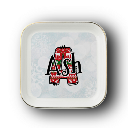 Christmas Letter Name Jewelry Dish