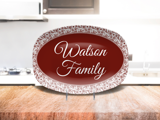 Maroon Lace Family Platter