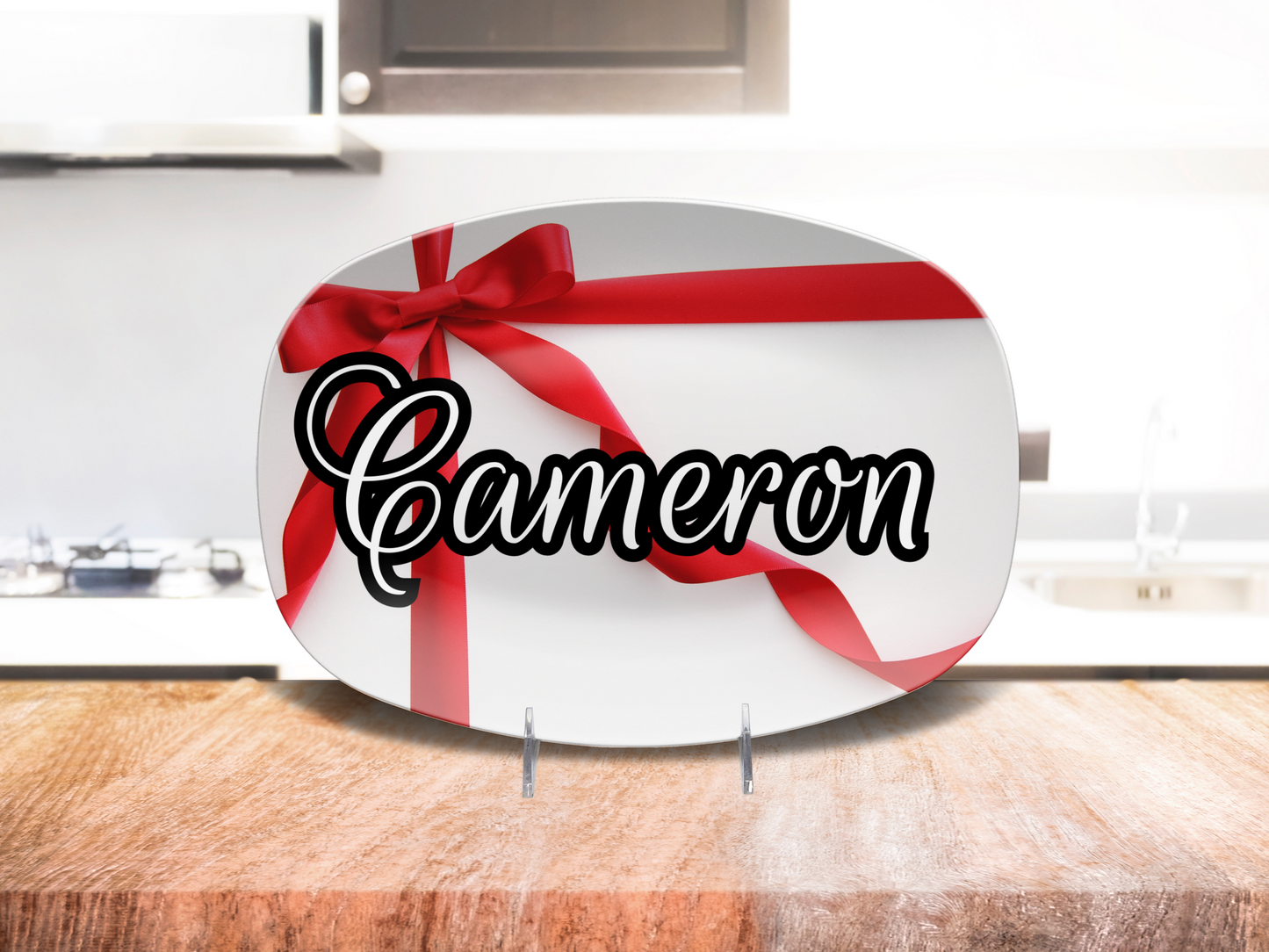 Red Bow Gift Name Platter