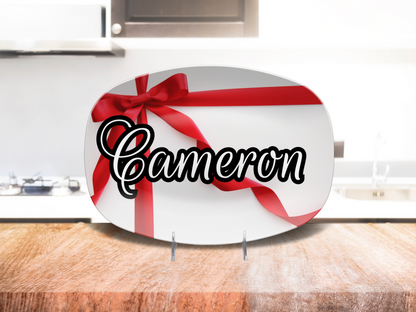 Red Bow Gift Name Platter