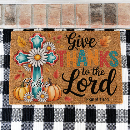 Thanks To The Lord Name Doormat