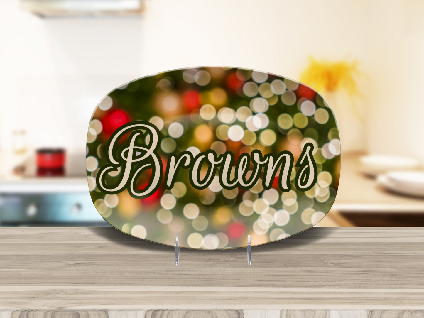 Red Blurred Lights Name Platter