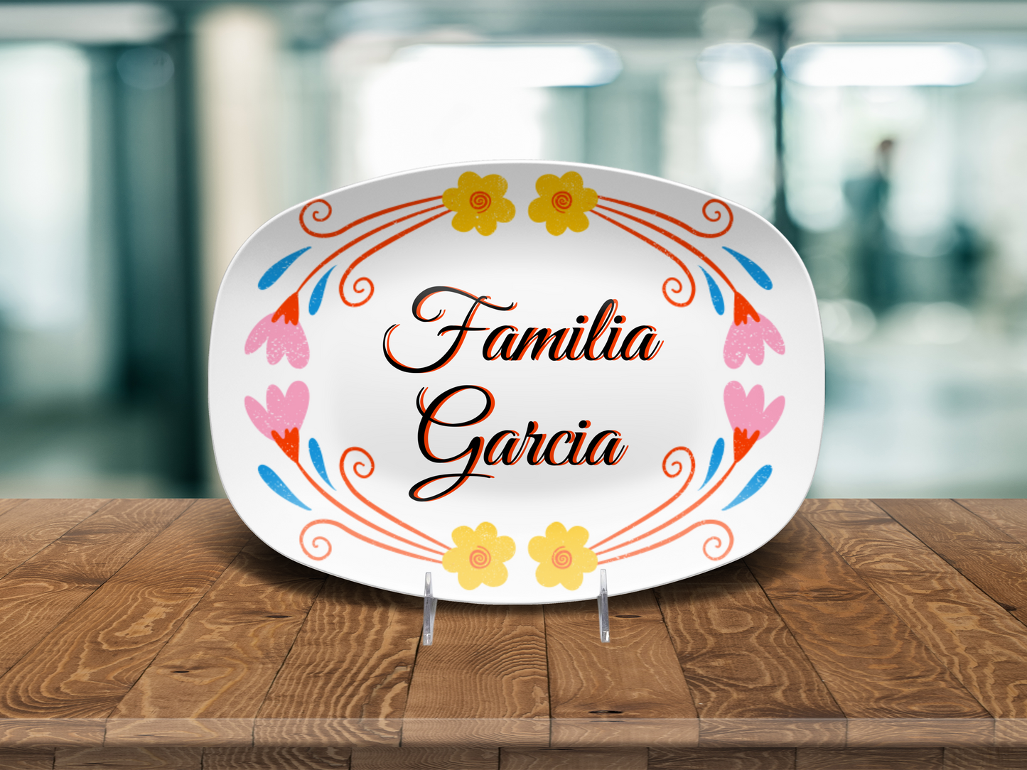 Cute Bright Floral Name Platter