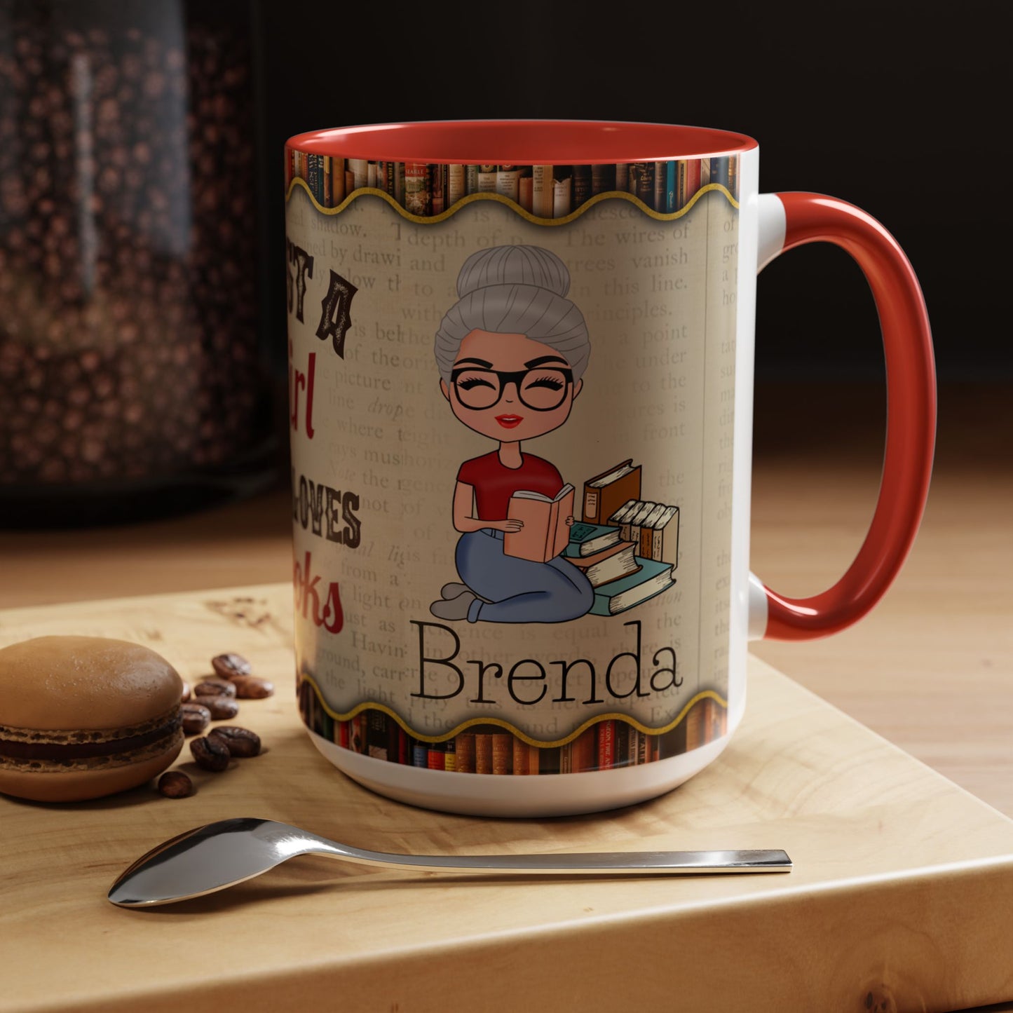 Girl Who Loves Books Name Coffee Mug (11, 15oz)