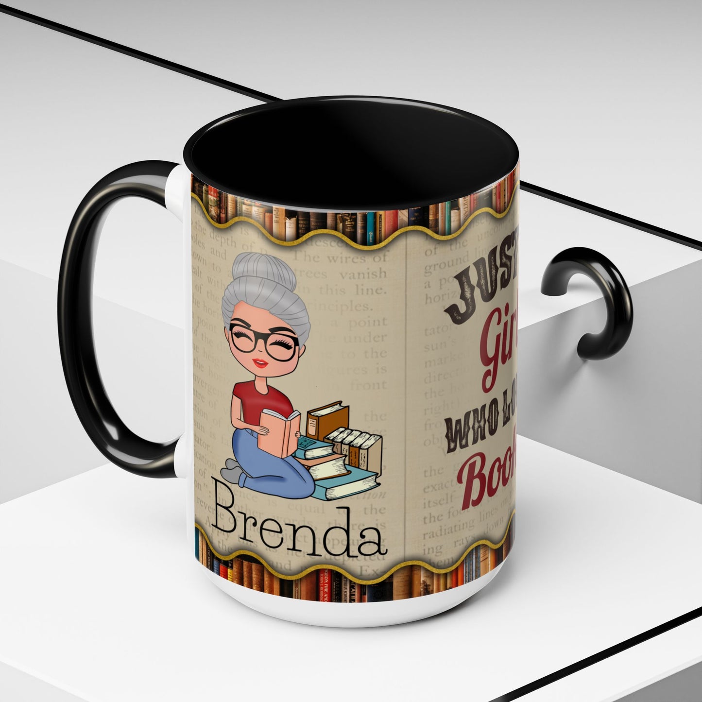 Girl Who Loves Books Name Coffee Mug (11, 15oz)