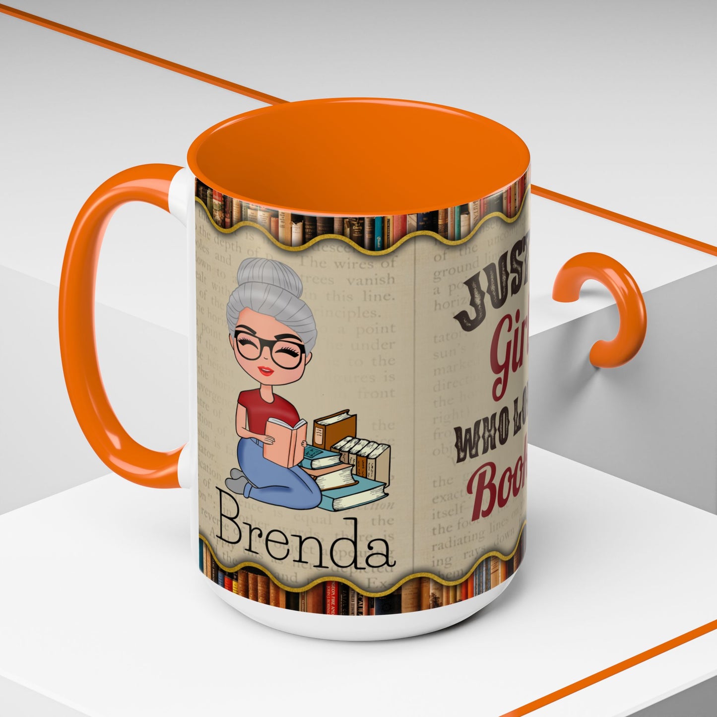 Girl Who Loves Books Name Coffee Mug (11, 15oz)