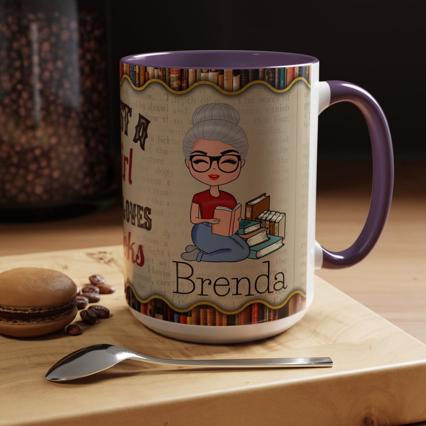 Girl Who Loves Books Name Coffee Mug (11, 15oz)