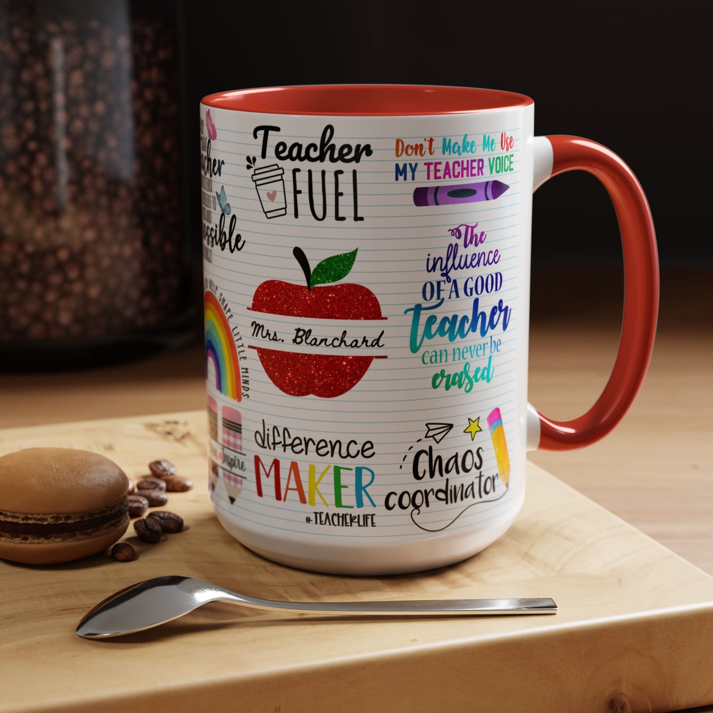 Teacher Designs Name Coffee Mug (11, 15oz)