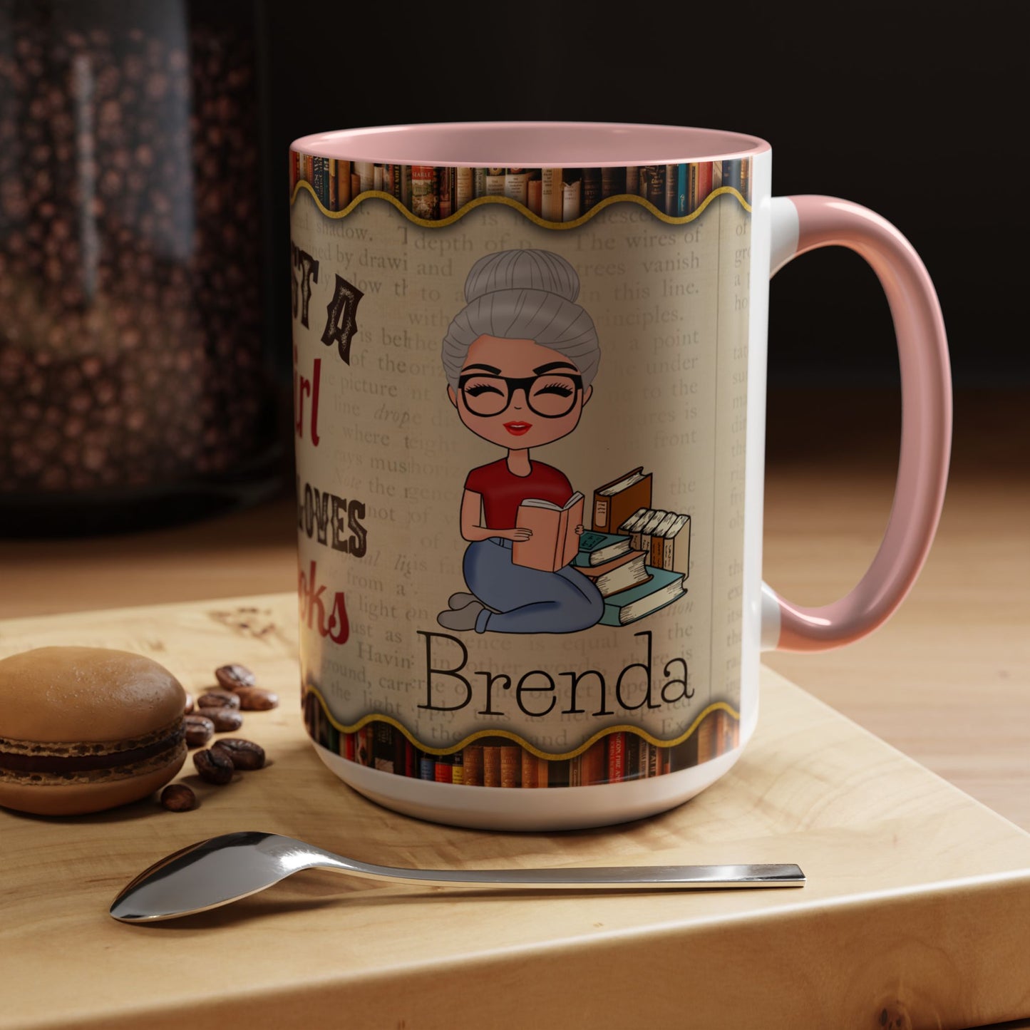 Girl Who Loves Books Name Coffee Mug (11, 15oz)