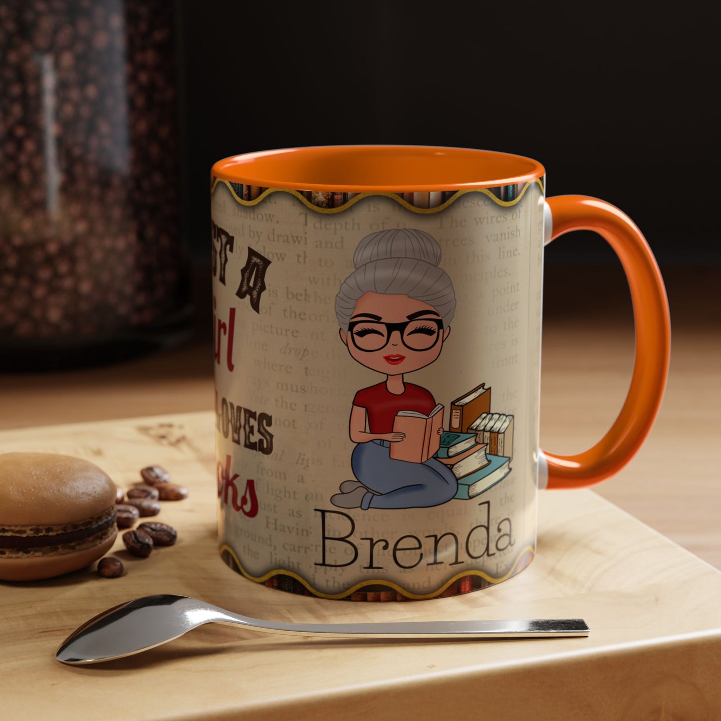 Girl Who Loves Books Name Coffee Mug (11, 15oz)