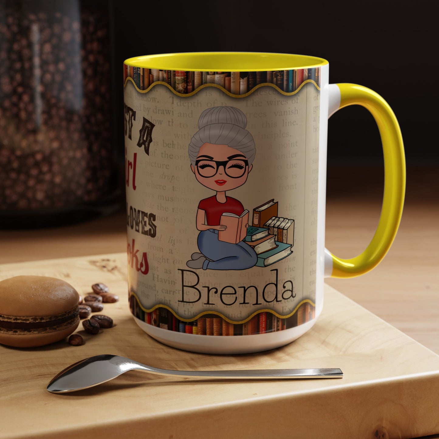 Girl Who Loves Books Name Coffee Mug (11, 15oz)