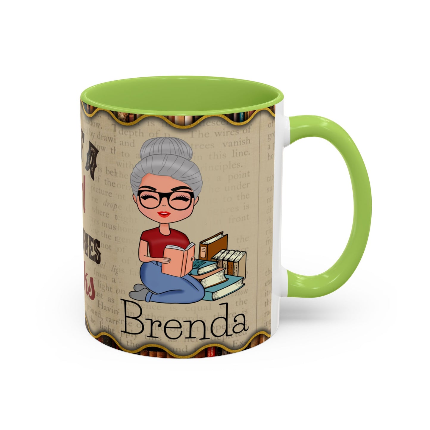 Girl Who Loves Books Name Coffee Mug (11, 15oz)