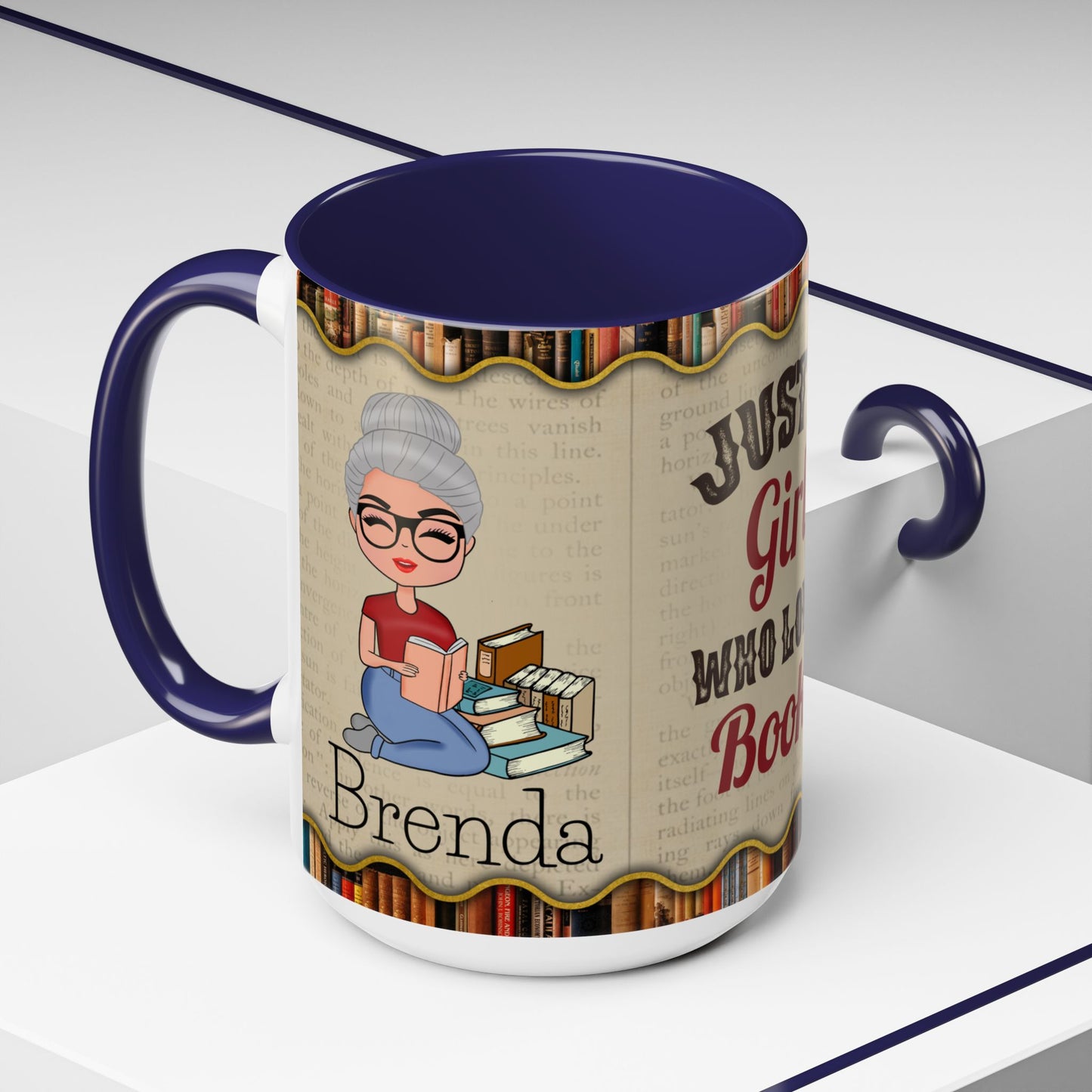 Girl Who Loves Books Name Coffee Mug (11, 15oz)