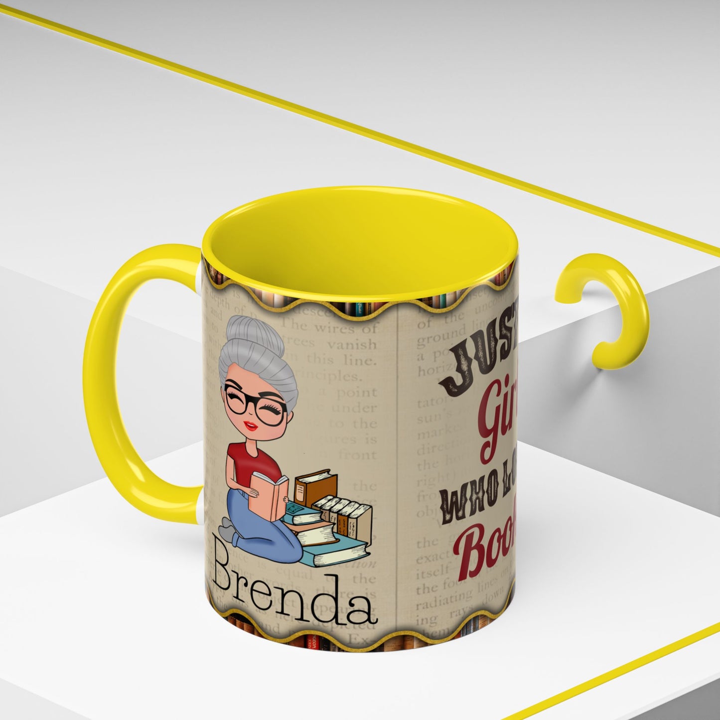 Girl Who Loves Books Name Coffee Mug (11, 15oz)