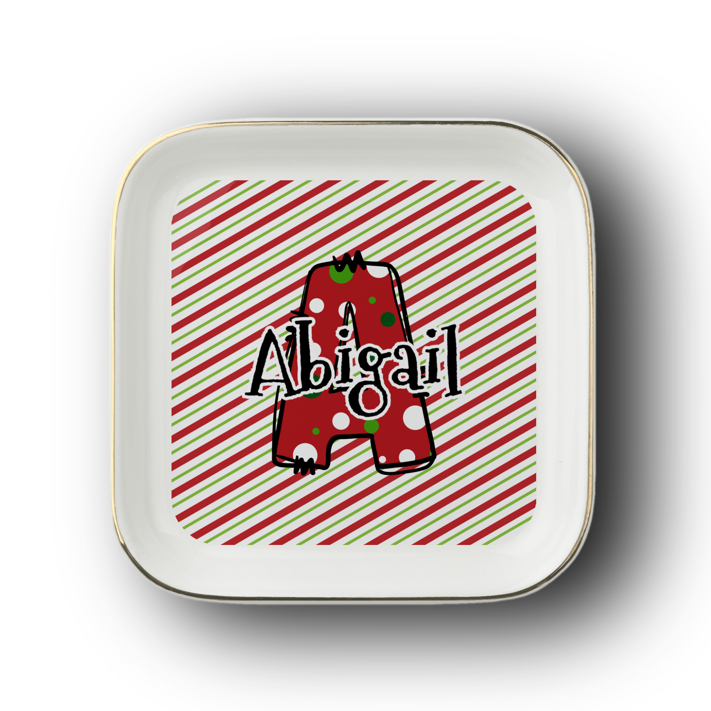 Christmas Letter Name Jewelry Dish
