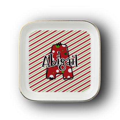 Christmas Letter Name Jewelry Dish