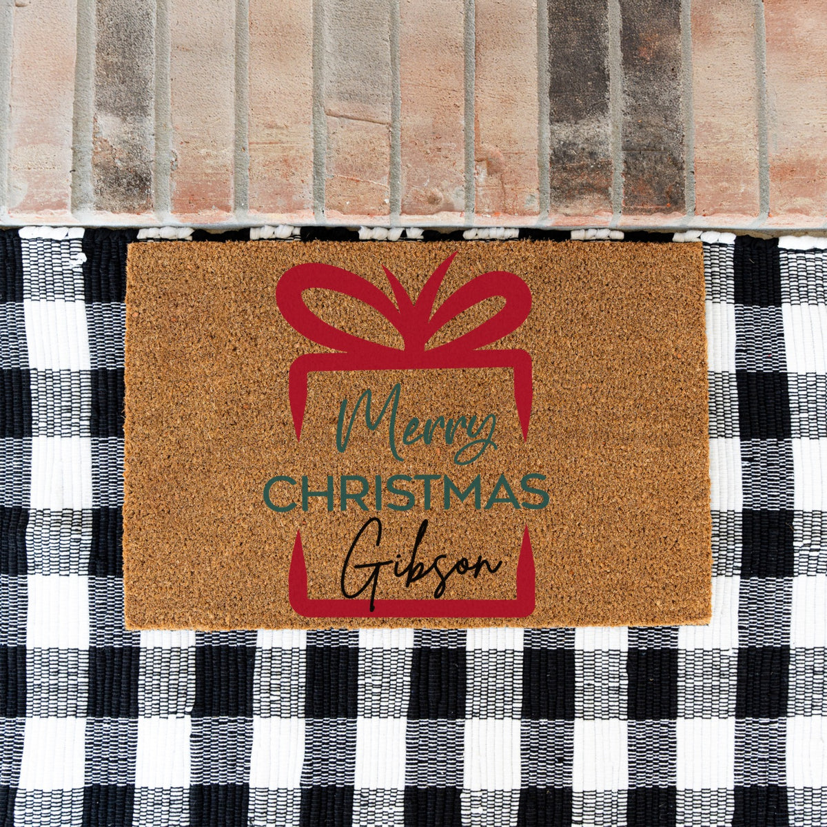 Merry Christmas Gift Name Doormat