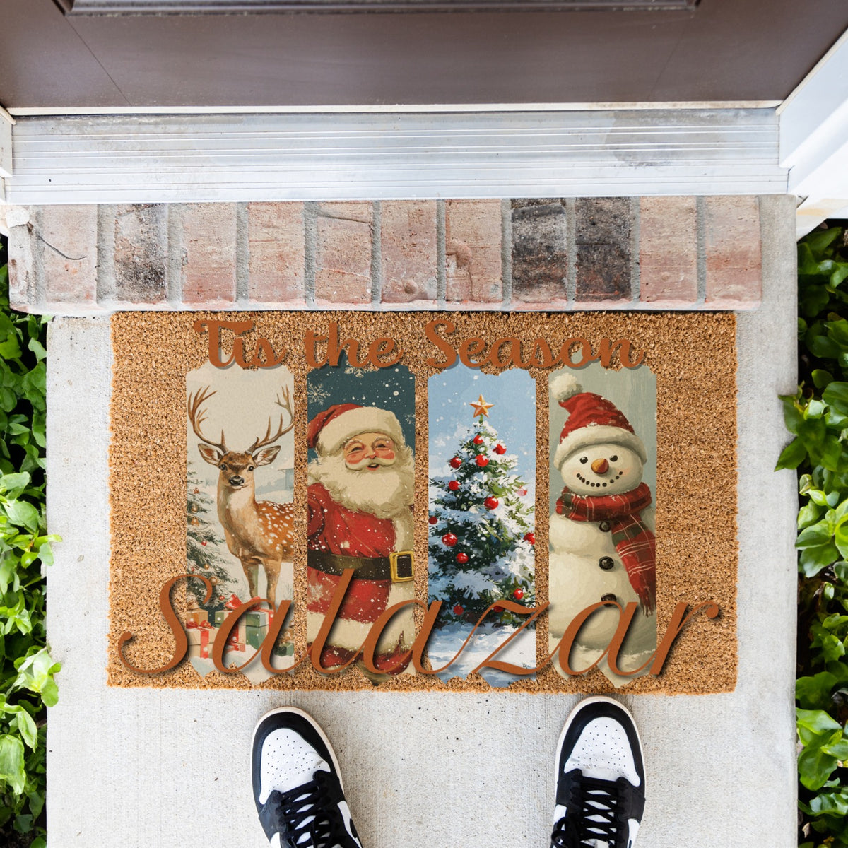 Tis the Season Vintage Name Doormat