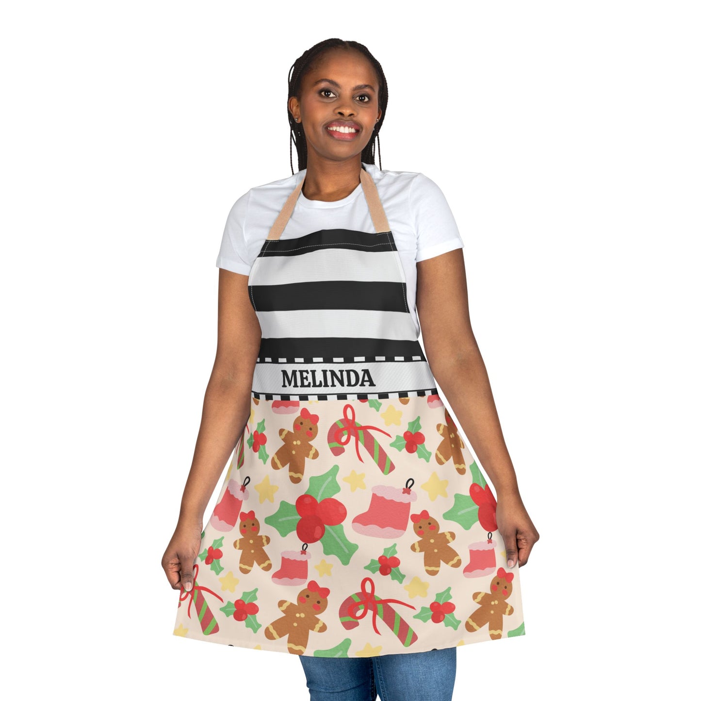 Stripes Christmas Name Apron