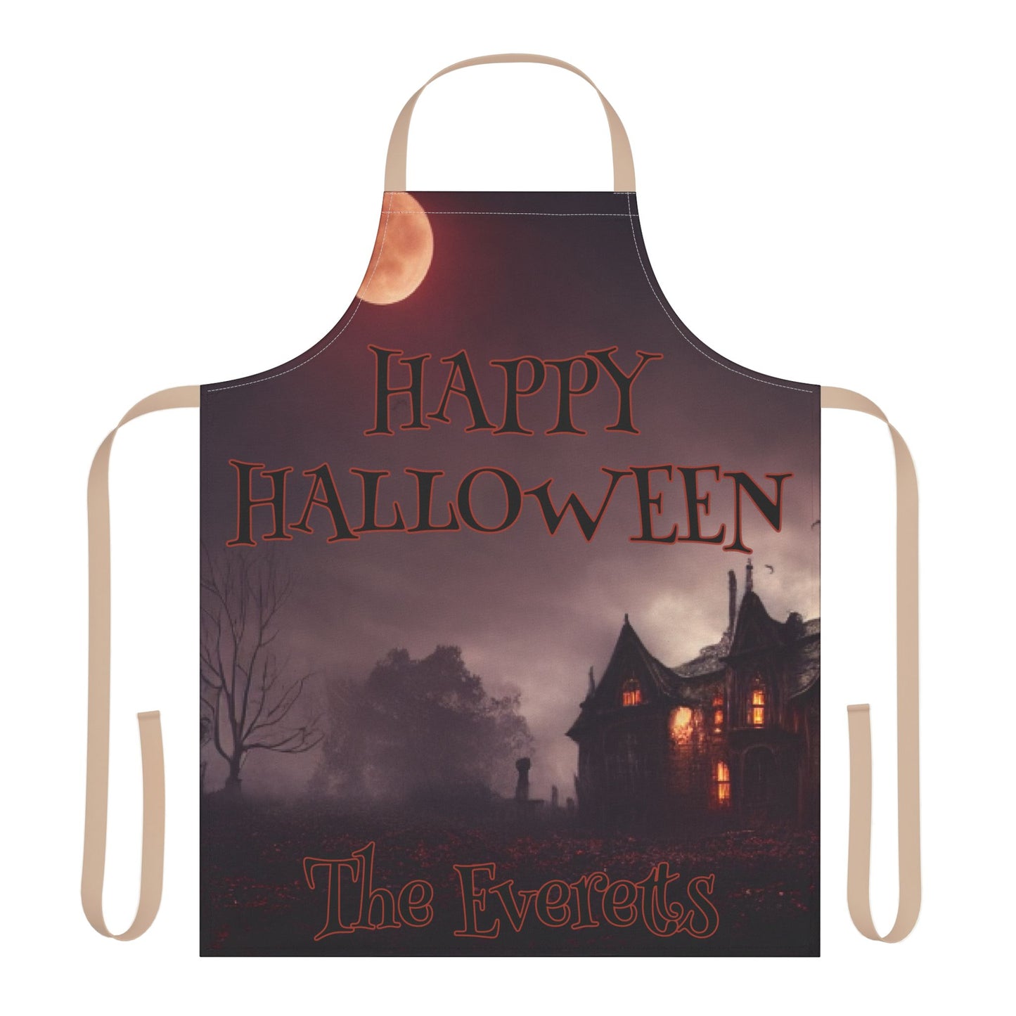 Happy Halloween Moon House Name Apron