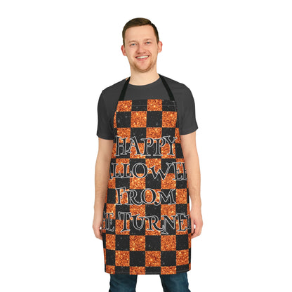 Glitter "Look" Design Happy Halloween From Name Apron