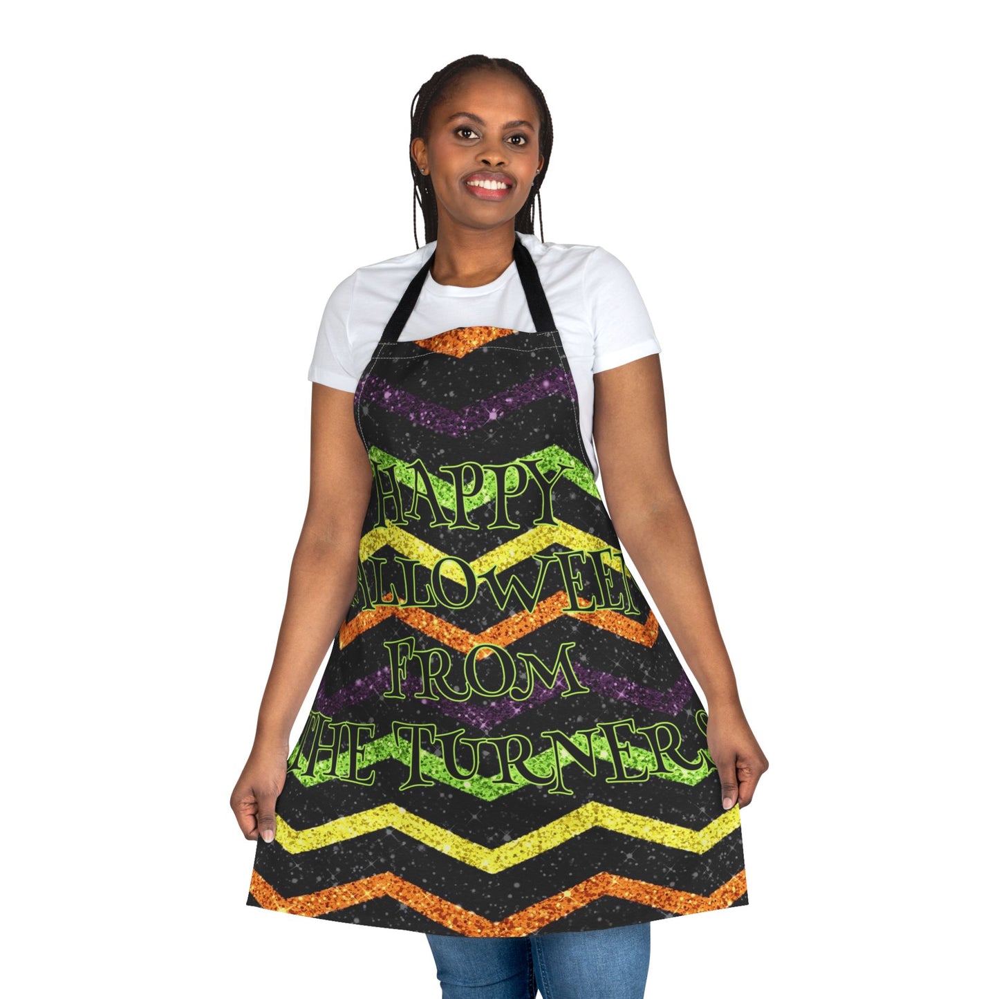 Glitter "Look" Design Happy Halloween From Name Apron