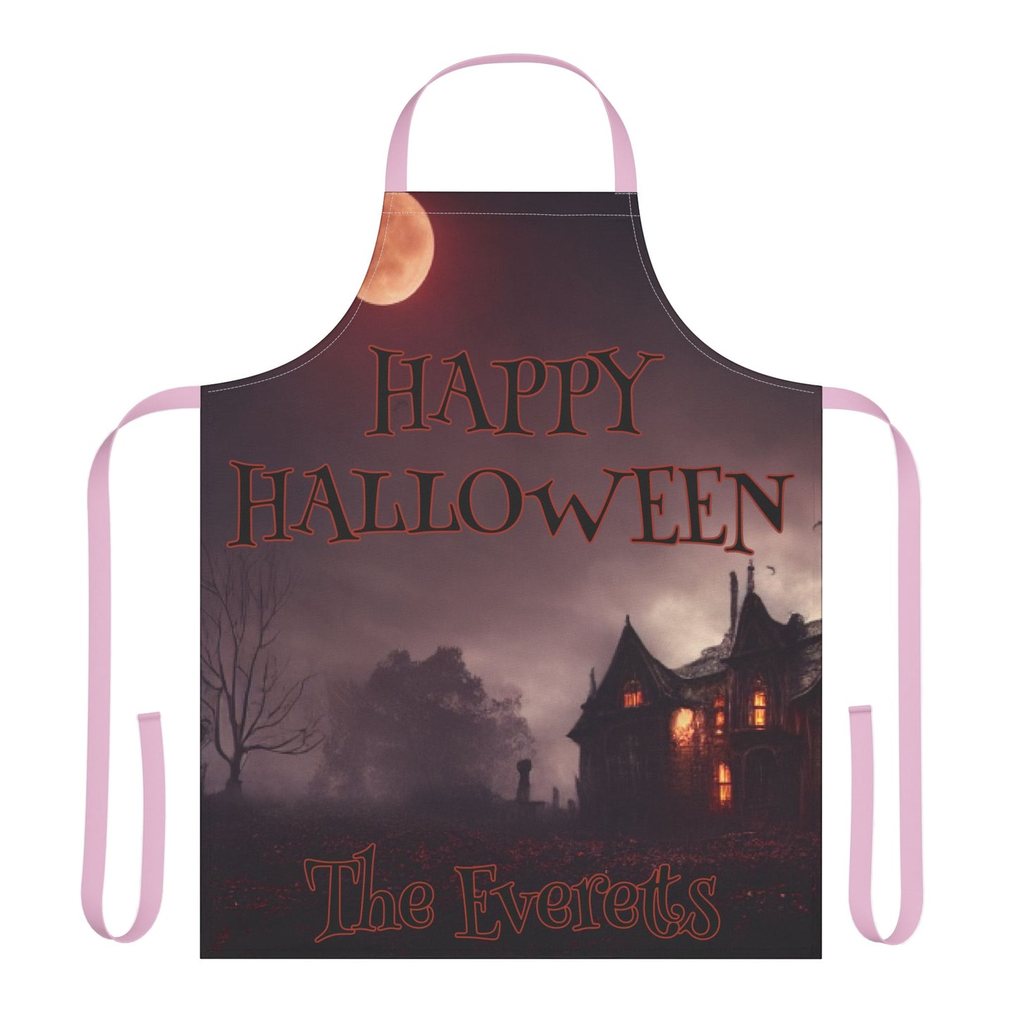 Happy Halloween Moon House Name Apron