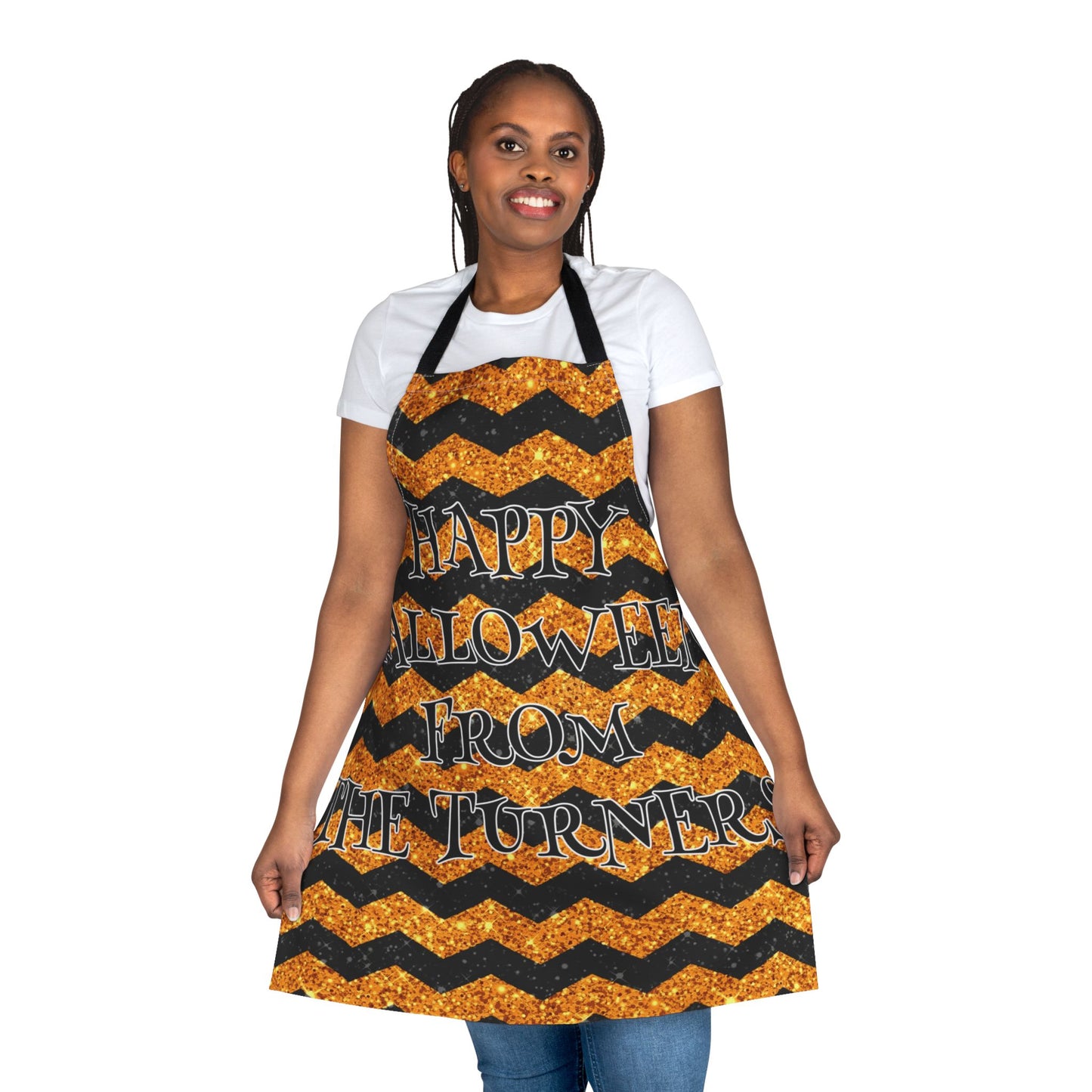 Glitter "Look" Design Happy Halloween From Name Apron