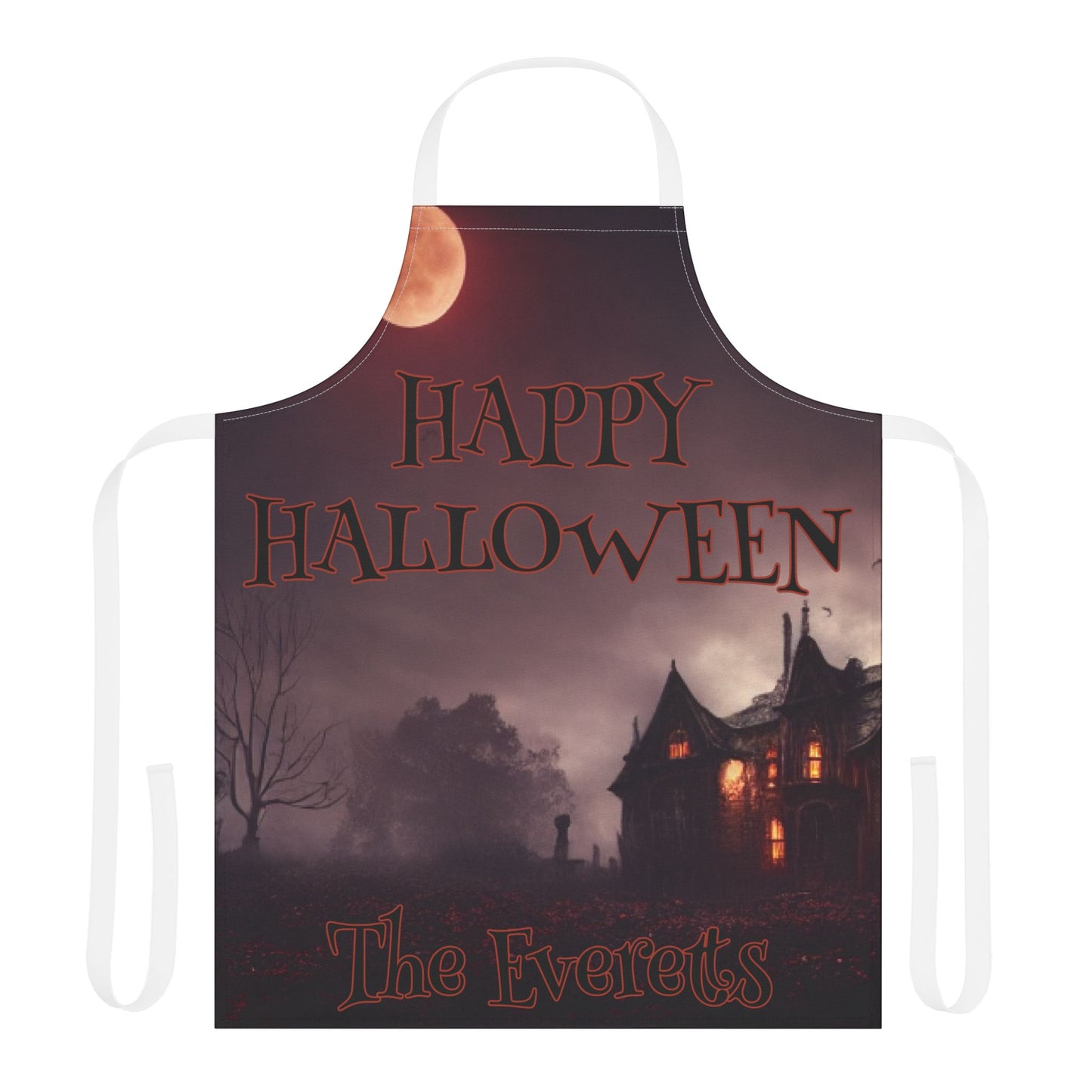 Happy Halloween Moon House Name Apron