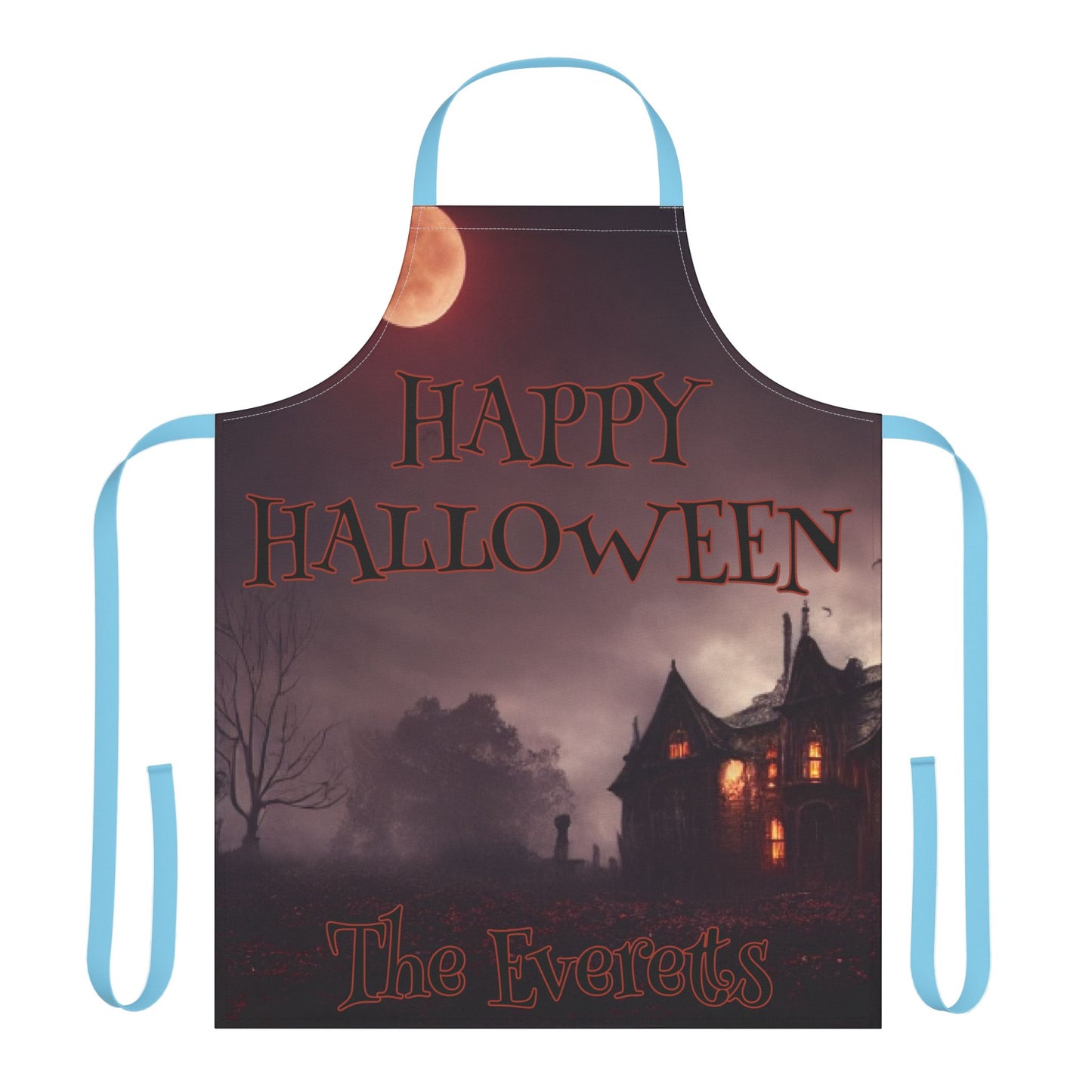 Happy Halloween Moon House Name Apron