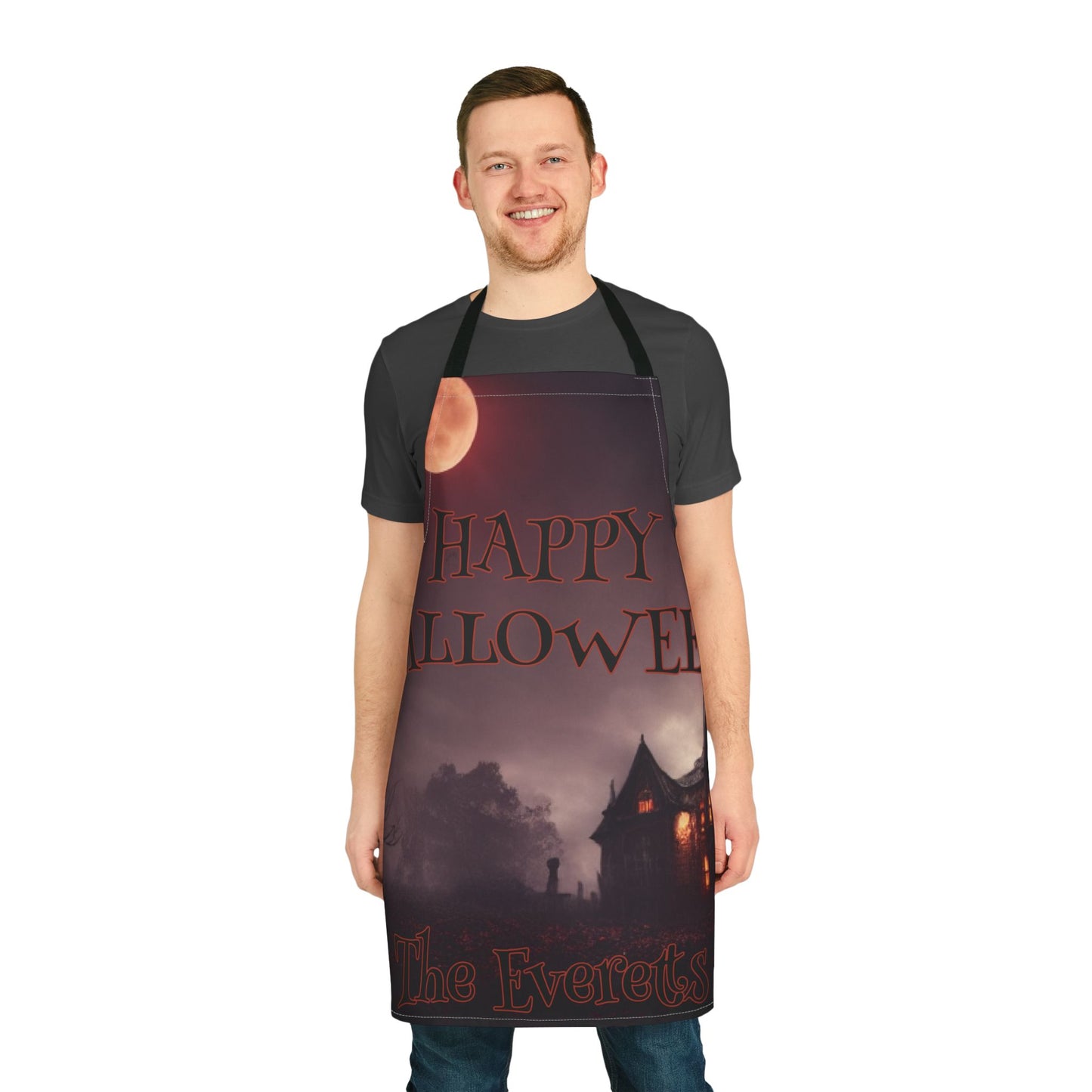 Happy Halloween Moon House Name Apron